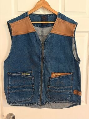 Results Denim and Leather Vintage Vest